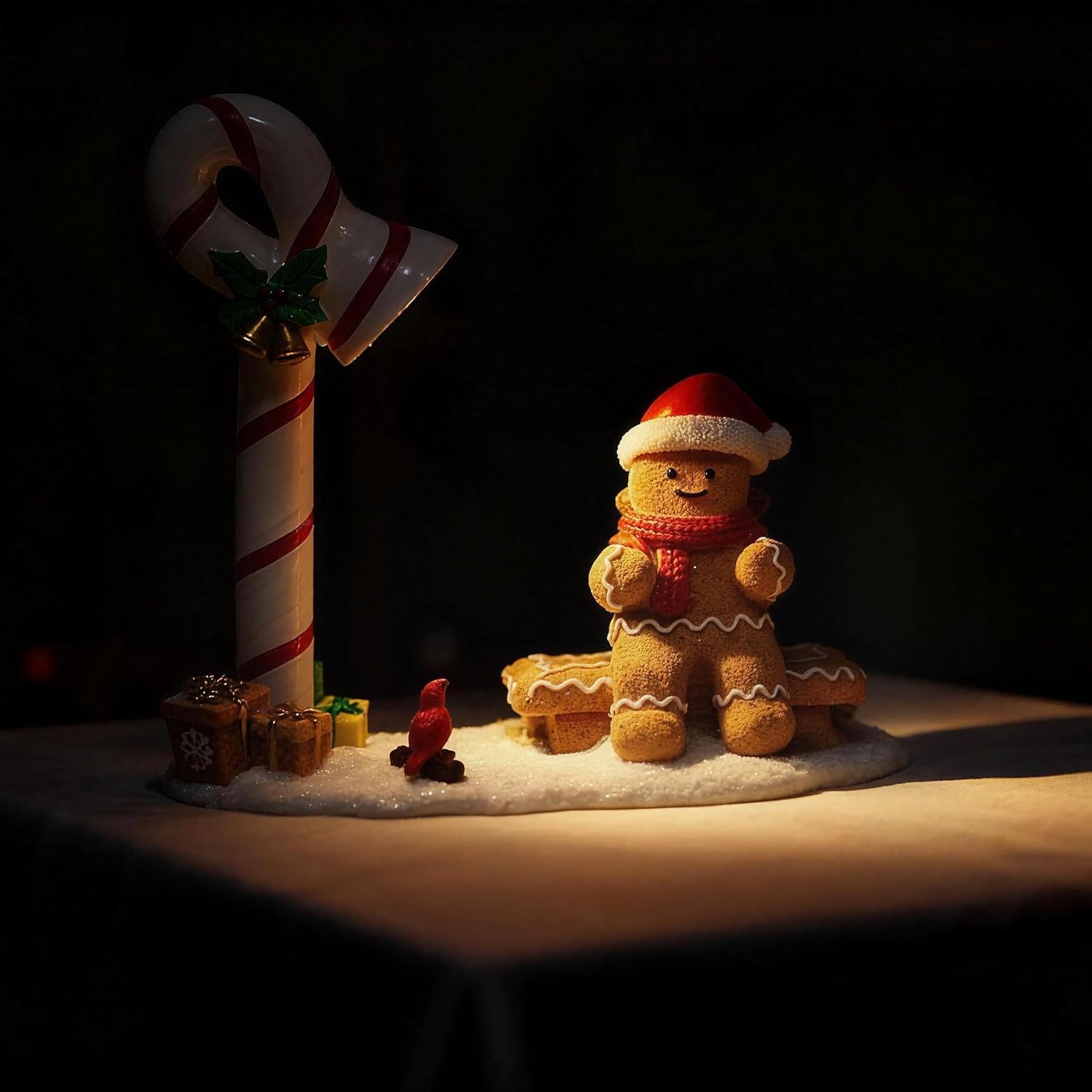 Skiennix Christmas Gingerbread Man Figurines - Cute Indoor Home Decor for Table Top & Fireplace