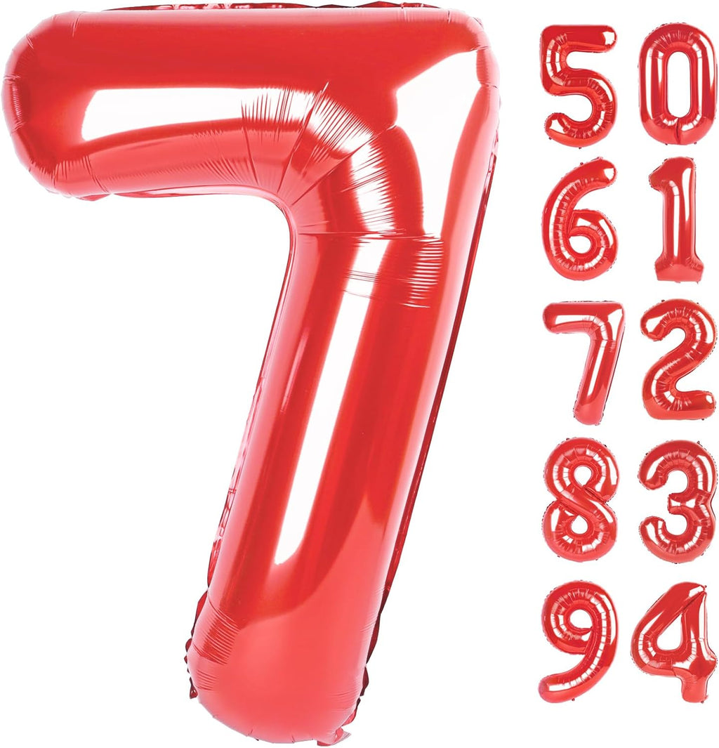 Red 7 Balloon - 40 Inch Number Balloon for 7th Birthday Party Decorations