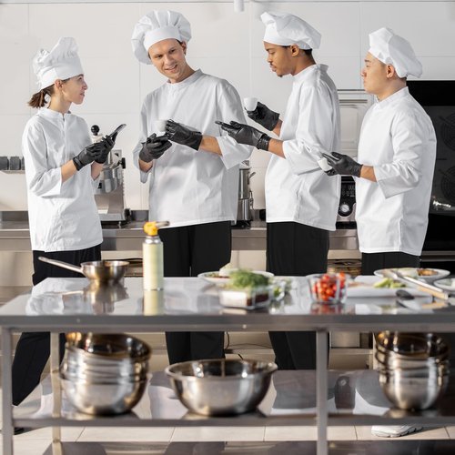 Jeere 6 Men's Chef Pants Classic 7 Pocket Chef Cargo Pants Baggy Kitchen Pants with Wide Elastic Waist and Drawstring (M) Black