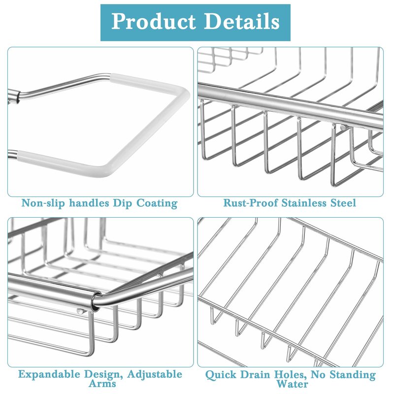 Cabilock Stainless Steel Expandable Bathtub Tray, Chrome Polished Telescopic Bath Tub Shelf, Bathroom Organizer for Soap, Shampoo, Phone and Sundries