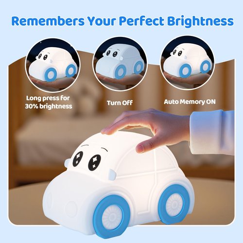 GAGBC Cute Baby Toddler Car Kids Night Light for Kids, Dimmable+1800mAh Rechargeable+Timer+Portable+Silicone+Squishy, Touch Breastfeeding Bedside Night Lamp, Funny Girls Boy Gifts
