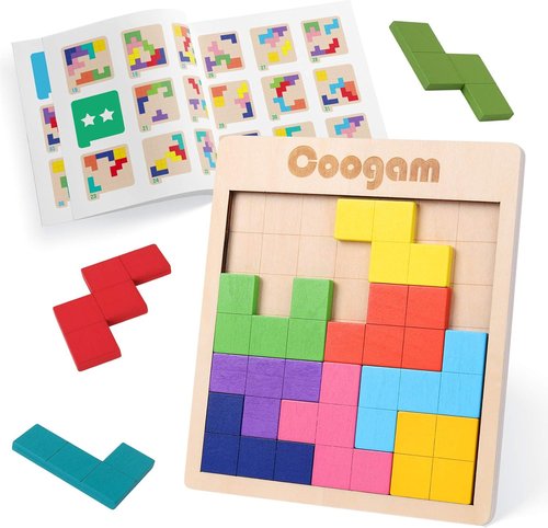 Coogam Wooden Puzzle | 3D Brain Teaser Game with 60 Challenges | Montessori STEM Toy for All Ages