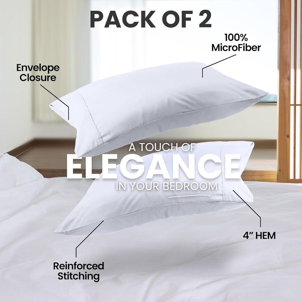 Utopia Bedding King Pillow Covers - Soft Brushed Microfiber 2-Pack | Oeko-TEX Certified, 20x36 Inches (White)