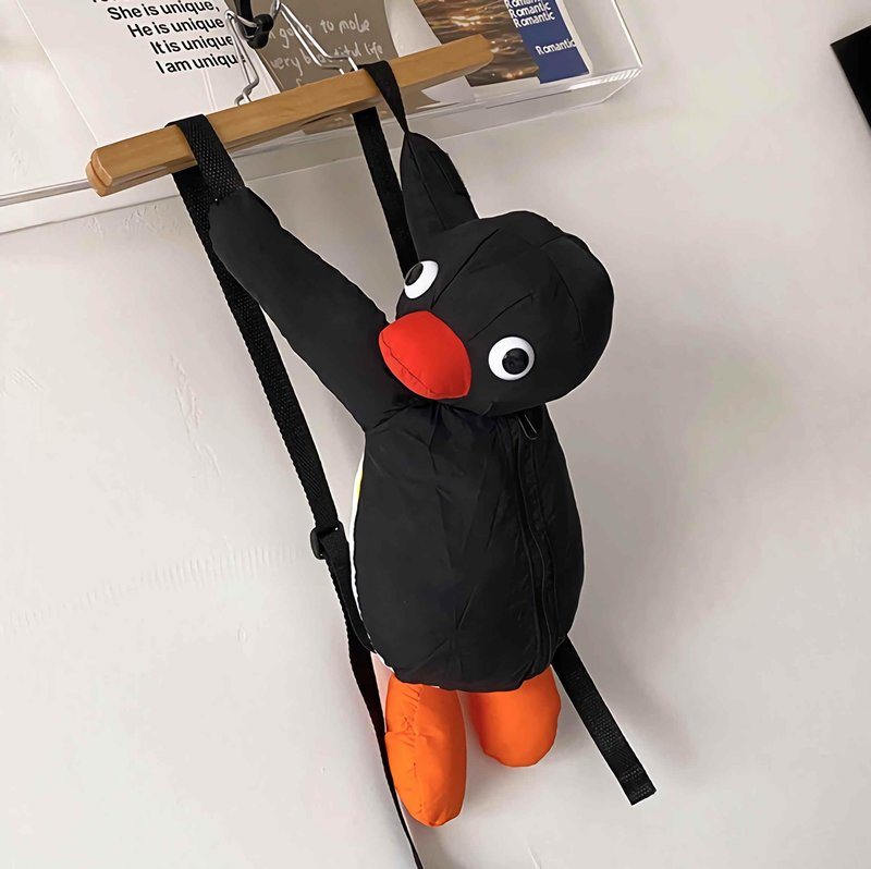 sunaeset plush penguin backpack for girls, kawaii mini stuffed animal backpack purse, novelty funny fuzzy backpacks adult, penguin gifts cute stuff
