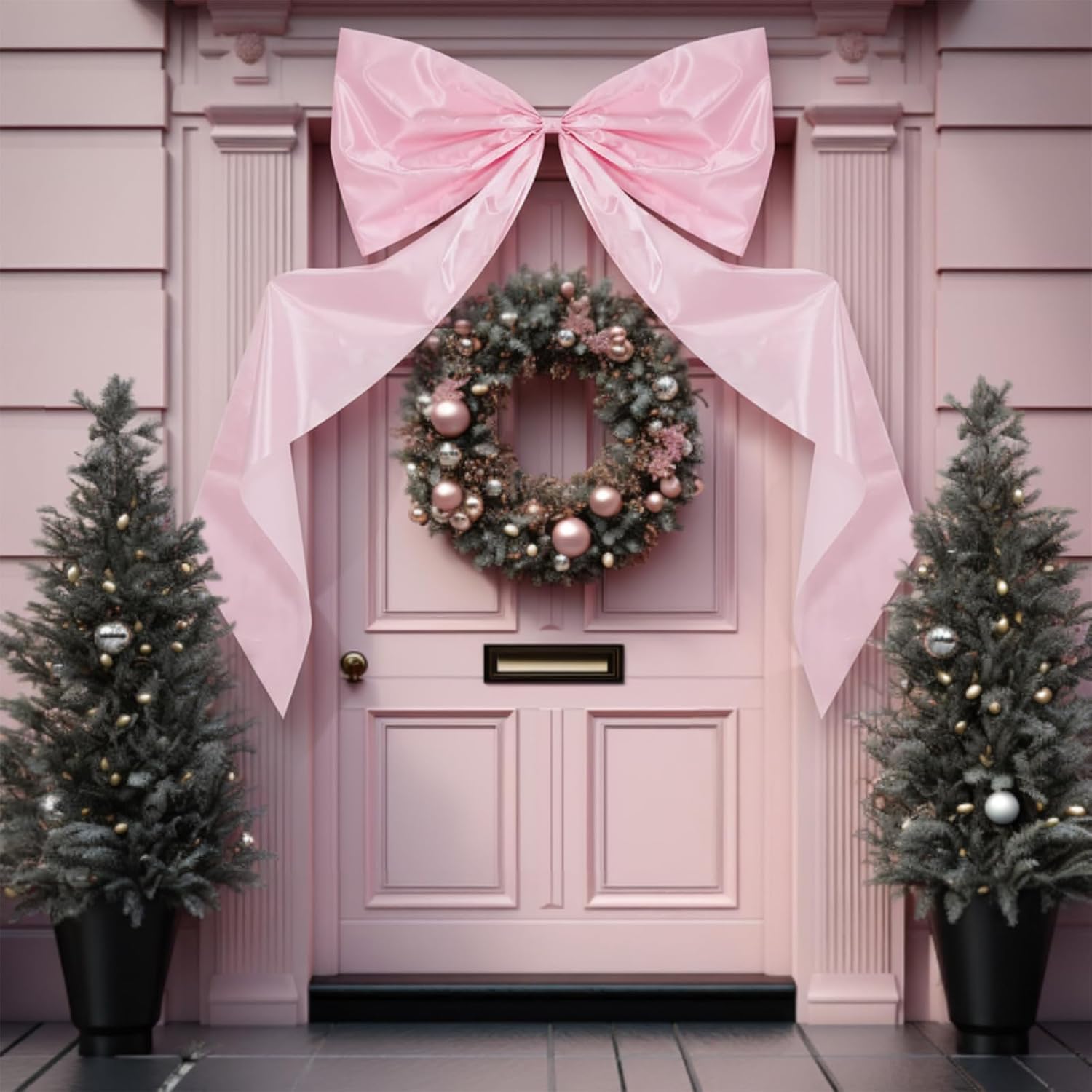 Wavwavw Giant Pink Satin Bow Decoration - 6.33 Ft Extra Large Oversized Gift Wrap for Weddings & Events | Perfect for Fireplaces, Mirrors, Trees, and Arches