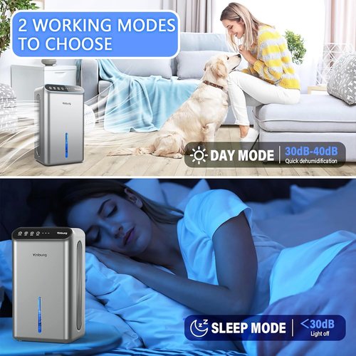 Dehumidifier - Skiennix 1000 Sq.Ft Quiet Home Dehumidifier with Auto Shut Off & Aromatherapy | Light Silver