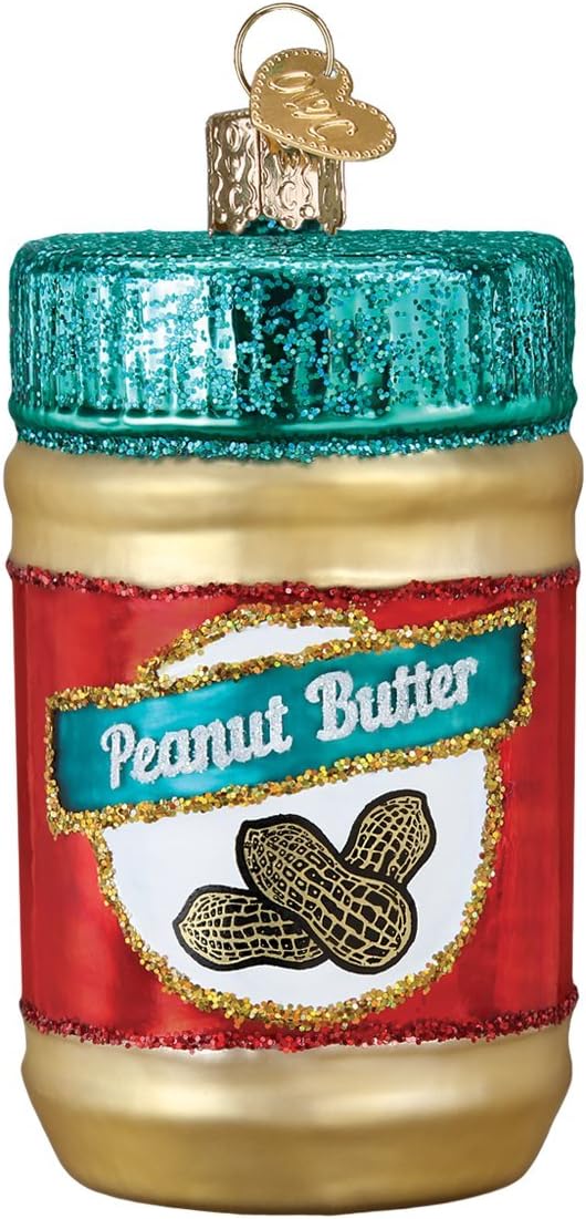 Old World Christmas Glass Blown Ornament - Handcrafted Peanut Butter Jar Decoration for Tree