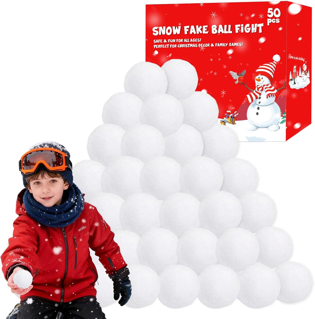 Skiennix Fake Snow Balls - 50 Pack Soft Snow Ball Fight Set for Indoor & Outdoor Winter Fun