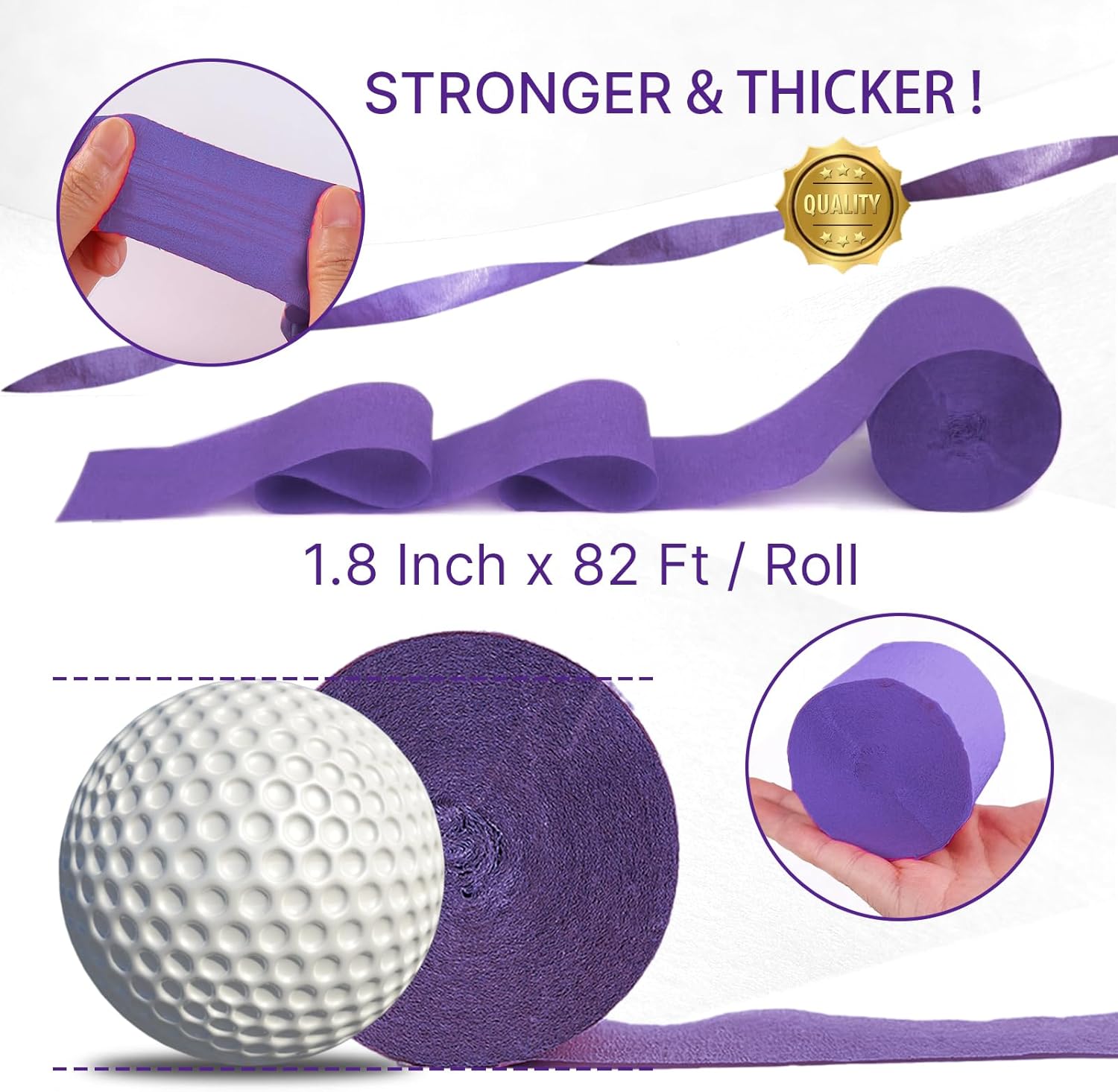 PartyWoo Crepe Paper Streamers - Navy & Purple 4 Rolls | 328ft for Party, Wedding & Baby Shower Decor