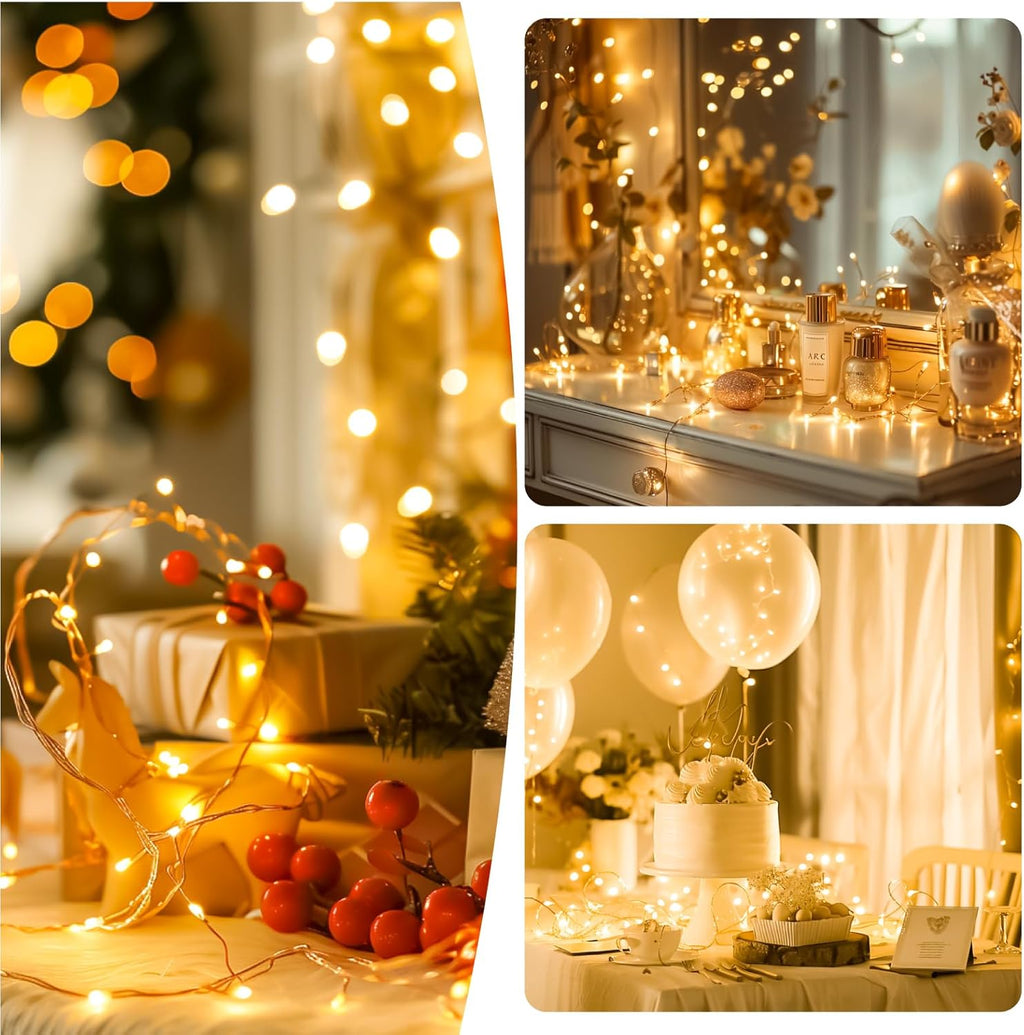 ZSJWL Rechargeable Fairy Lights - 16FT 50LED String Lights with DIY Timer & 8 Modes | Warm White Indoor Decor