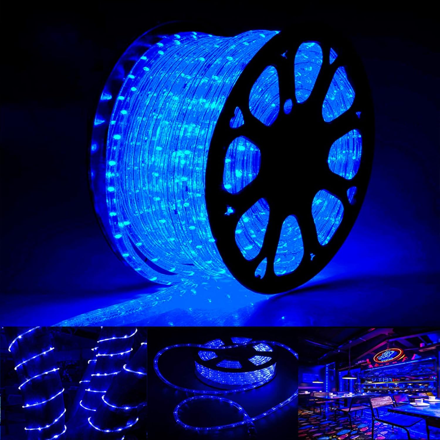 Skiennix 150ft LED Rope Lights - Waterproof, Flexible Tube Lighting with 8 Modes | Blue for Indoor & Outdoor Use