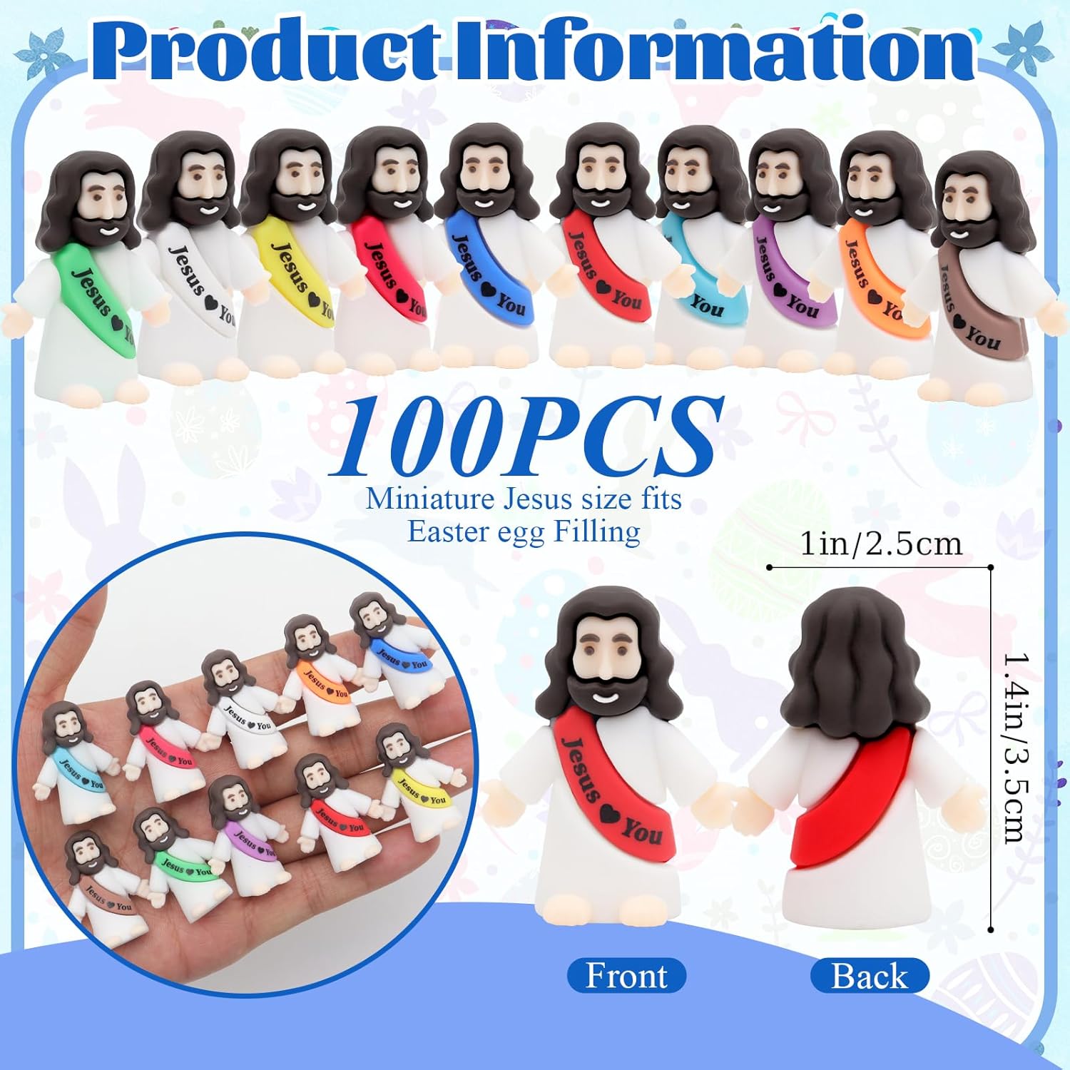 Owurha Jesus Love You Mini Figures - 100 Pcs Tiny Religious Figurines for Sunday School & Baptism Gifts