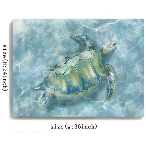YJYart Canvas Wall Art for Bedroom Sea Turtle Wall Decor Pictures for Wall Blue Artwork Pictures Green Turtle Wall Decorations for Bathroom Bedroom Home Office 24 x 36 inches