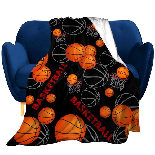 Super Soft Basketball Blanket Lightweight Cozy 3D Printed Flannel Soccer Baseball Throw Blankets for Sport Fans Kids Adults Gifts 80"X60"