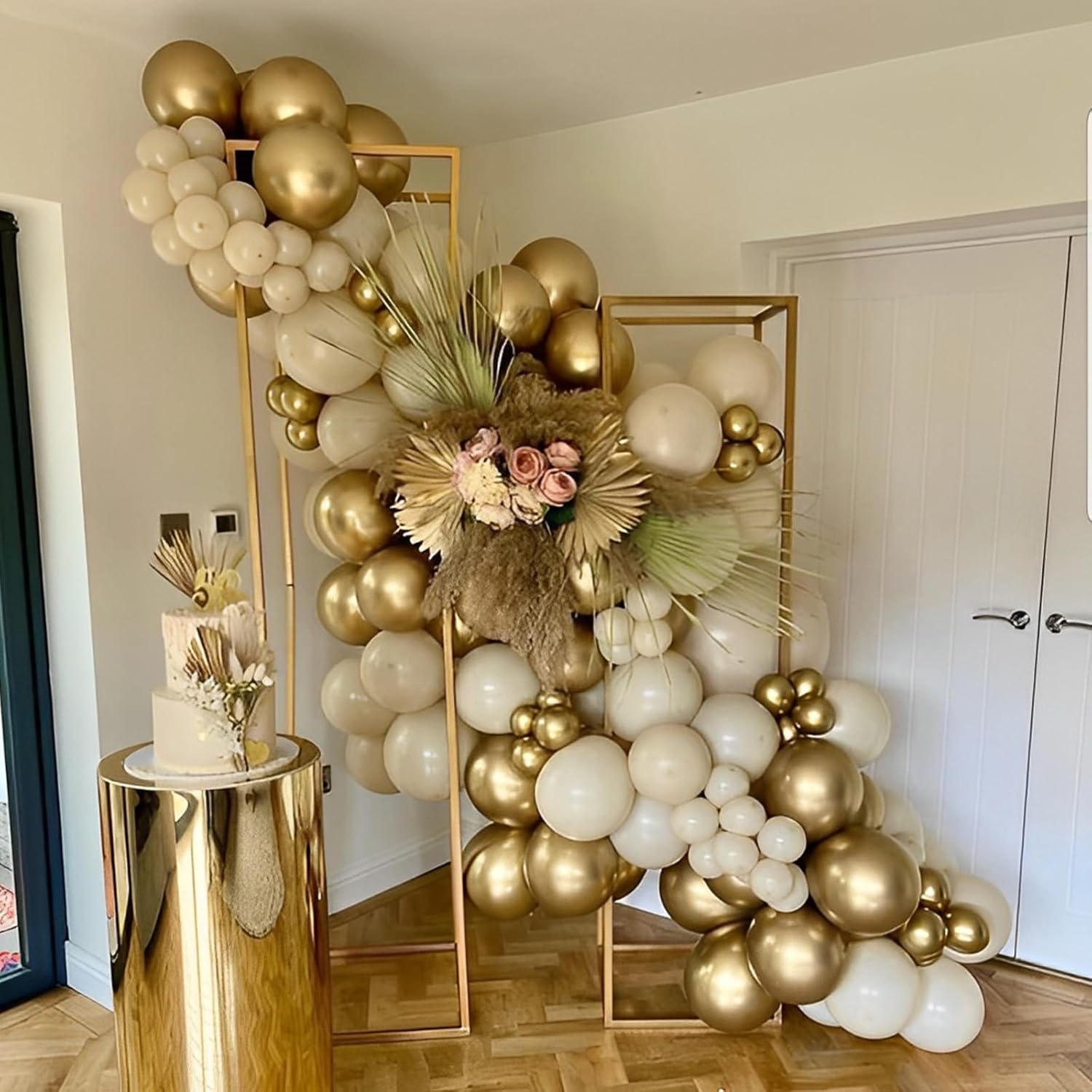 Voircoloria 110pcs Metallic Gold Balloons - 12 Inch Chrome Latex for Graduation, Wedding & Parties