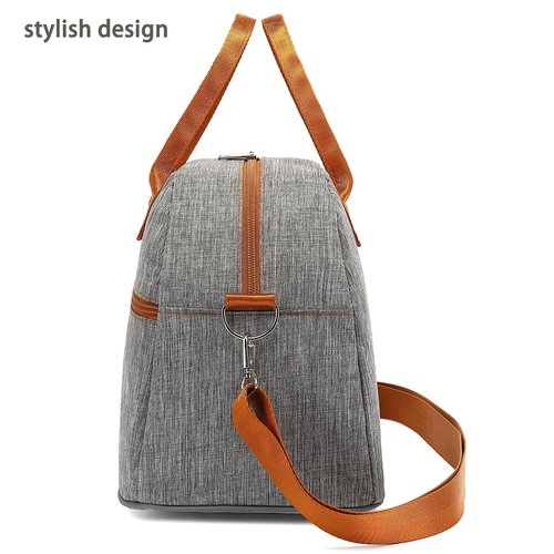 FlowFly Insulated Lunch Bag With Shoulder Strap for Women, Men, and Kids, Large and Reusable, Handle, Freezable Work and School Travel Tote and Meal Prep Organizer,Grey