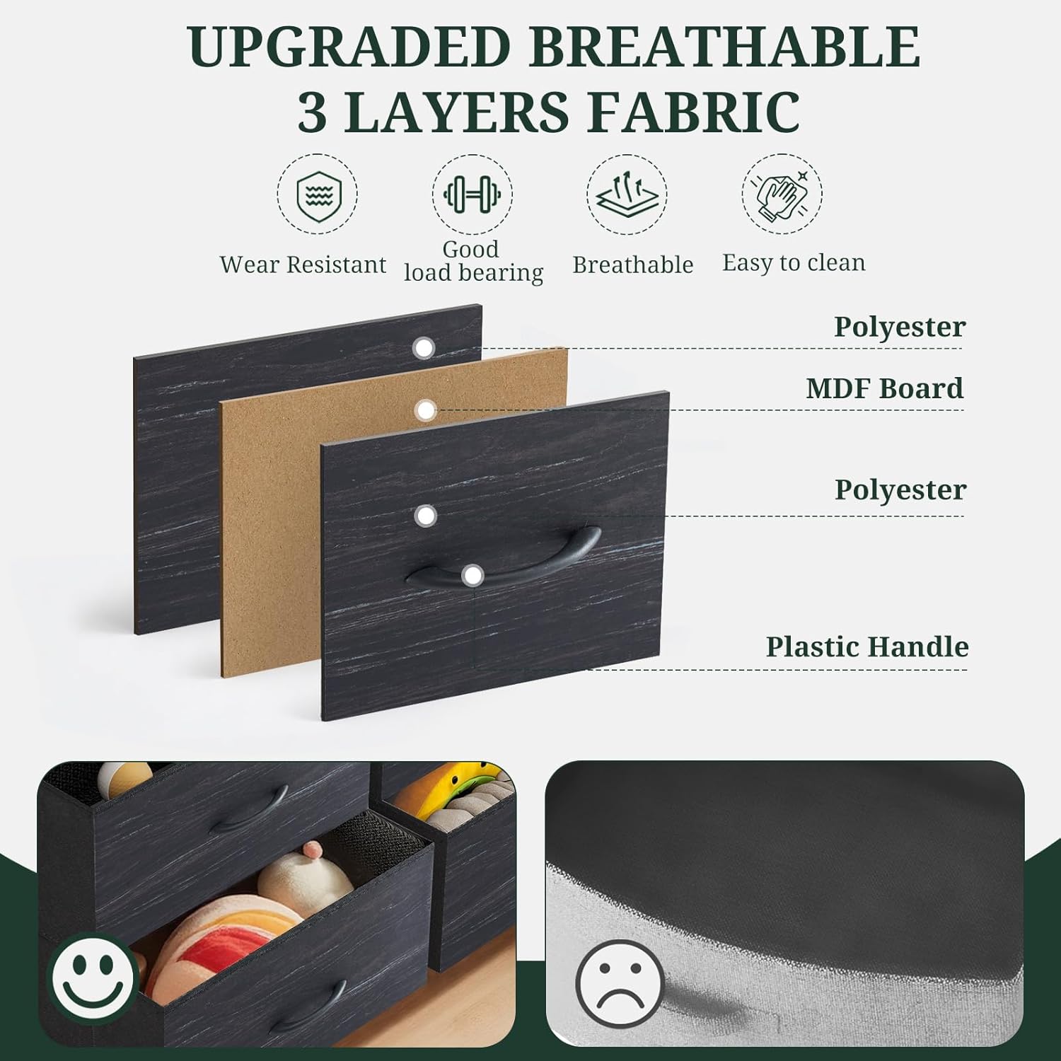 Skiennix 8-Drawer Dresser - Anti-Tip Tall Storage Organizer with Wooden Top & Metal Frame | Charcoal Black