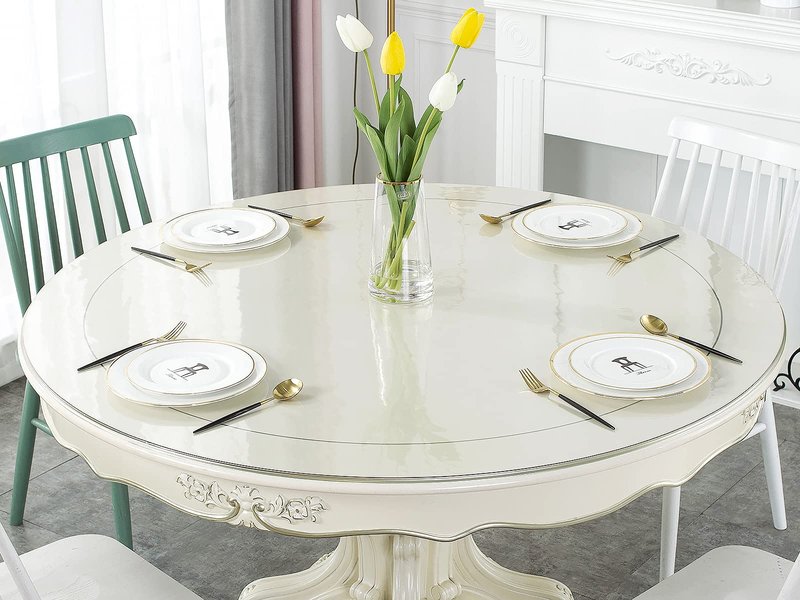 Deep Dream 1.5mm Thick 48 Inches Clear Round Table Protector, Round Table Cover, Tablecloth Protector, Table Protector for Dining Room Table & Office