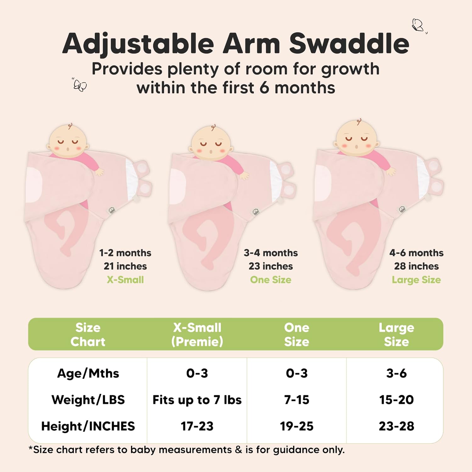 Skiennix 3-Pack Organic Baby Swaddle Sleep Sacks - Soft & Snug for Newborns 0-3 Months | ABC Land Rose