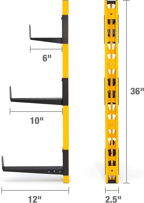 DEWALT 3-Piece Cantilever Wood Storage Rack - Heavy-Duty Workshop Shelving, Supports 273 lbs