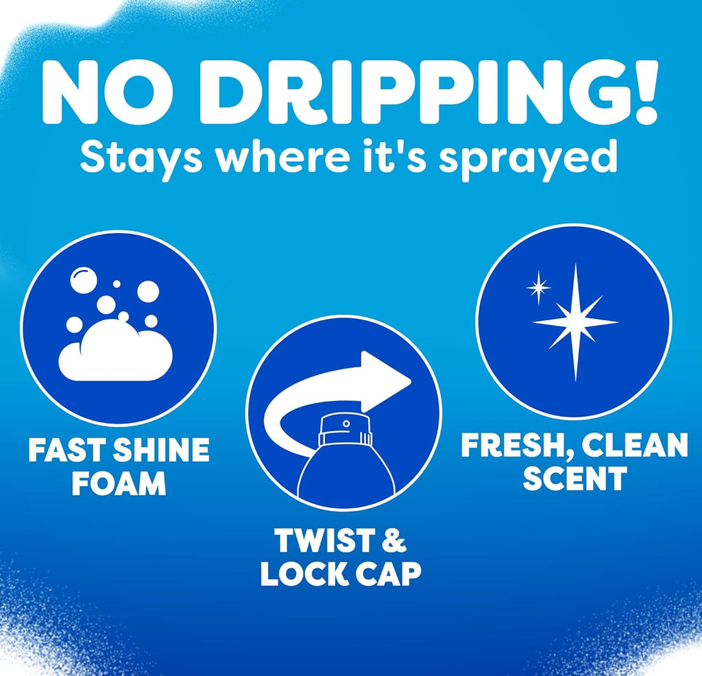 Windex Fast Shine Foam Glass Cleaner - Streak-Free Aerosol Spray for Windows, Mirrors & Counters | 19 oz