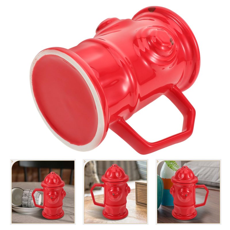 Alipis Fire Hydrant Mug Ceramic Tea Cup with Handle 6.88X5.11X3.54In Unique Red Water Coffee Drinkware for Home Office Party