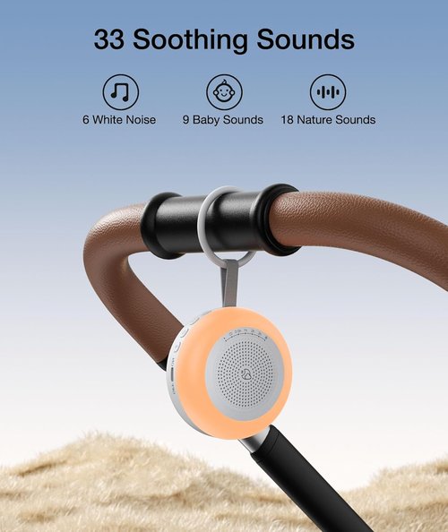 LEICEX Portable Sound Machine - 33 Soothing Sounds & 10 Color Night Light for Babies | Timer & Memory Features