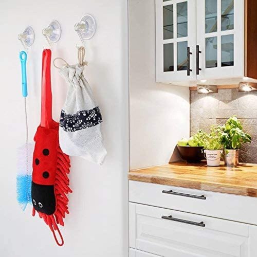 1st Choice Ultra Heavy Duty Clear Plastic Suction Cup Hooks - 6 Pack, Strong Power Lock, Waterproof & Traceless
