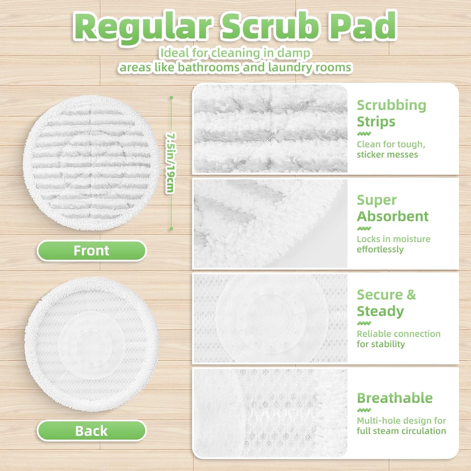 Shark Steam Mop Replacement Pads - 8 Pack Dirt Grip Soft Scrub Washable Pads for All Sealed Hard Floors | Fits Models S8201, S8001, S8002BRN, S7001, S7201, S7000AMZ, S7000, S7020