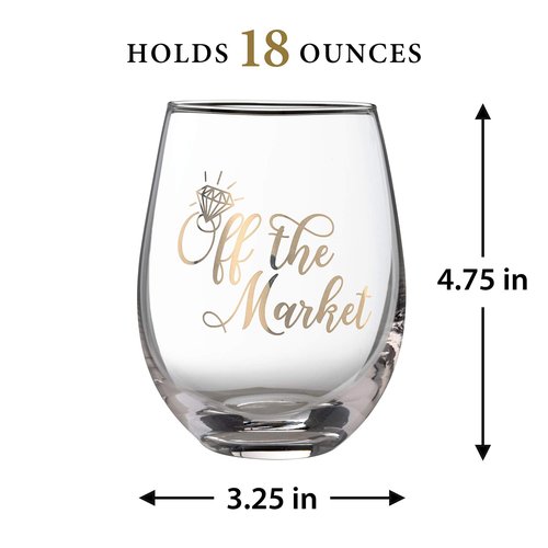 Lillian Rose Bride Engagement "Off the Market" Stemless Wine Glass (G117 OM)