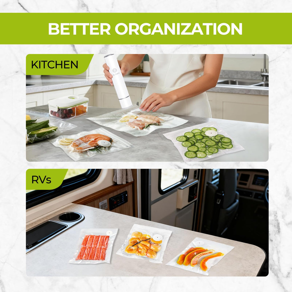 ZLTMYI Reusable Vacuum Sealer Bags for Food with Air Valve, 30 Pack BPA‑Free Food Saver Bags Dishwasher‑Safe, Freezer,Microwave, Odor-Resistant, Leak‑proof for Leftovers, Meal Prep, Sous Vide, BBQ