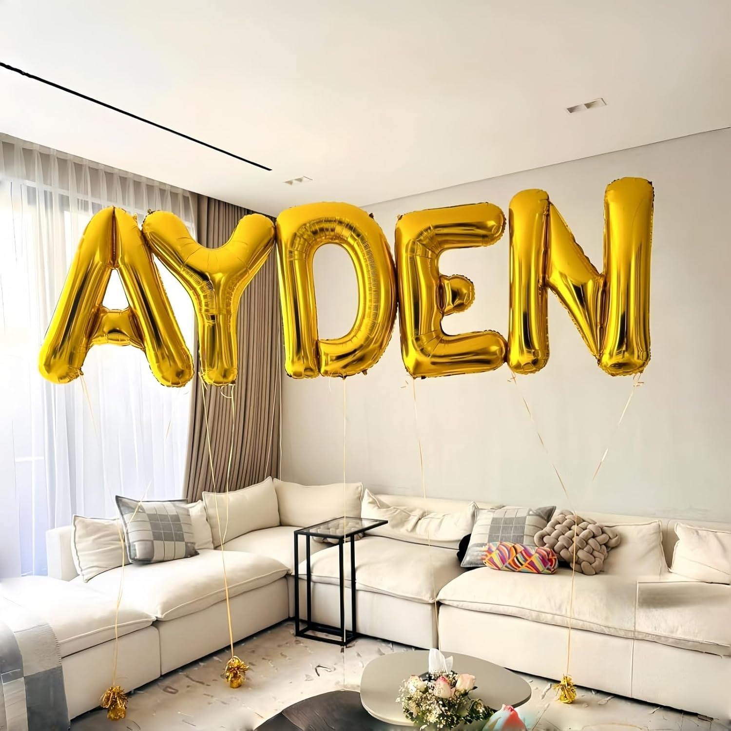 Skiennix 40-Inch Giant Alphabet Balloons - Customizable Gold Letters for Birthday Party Decor
