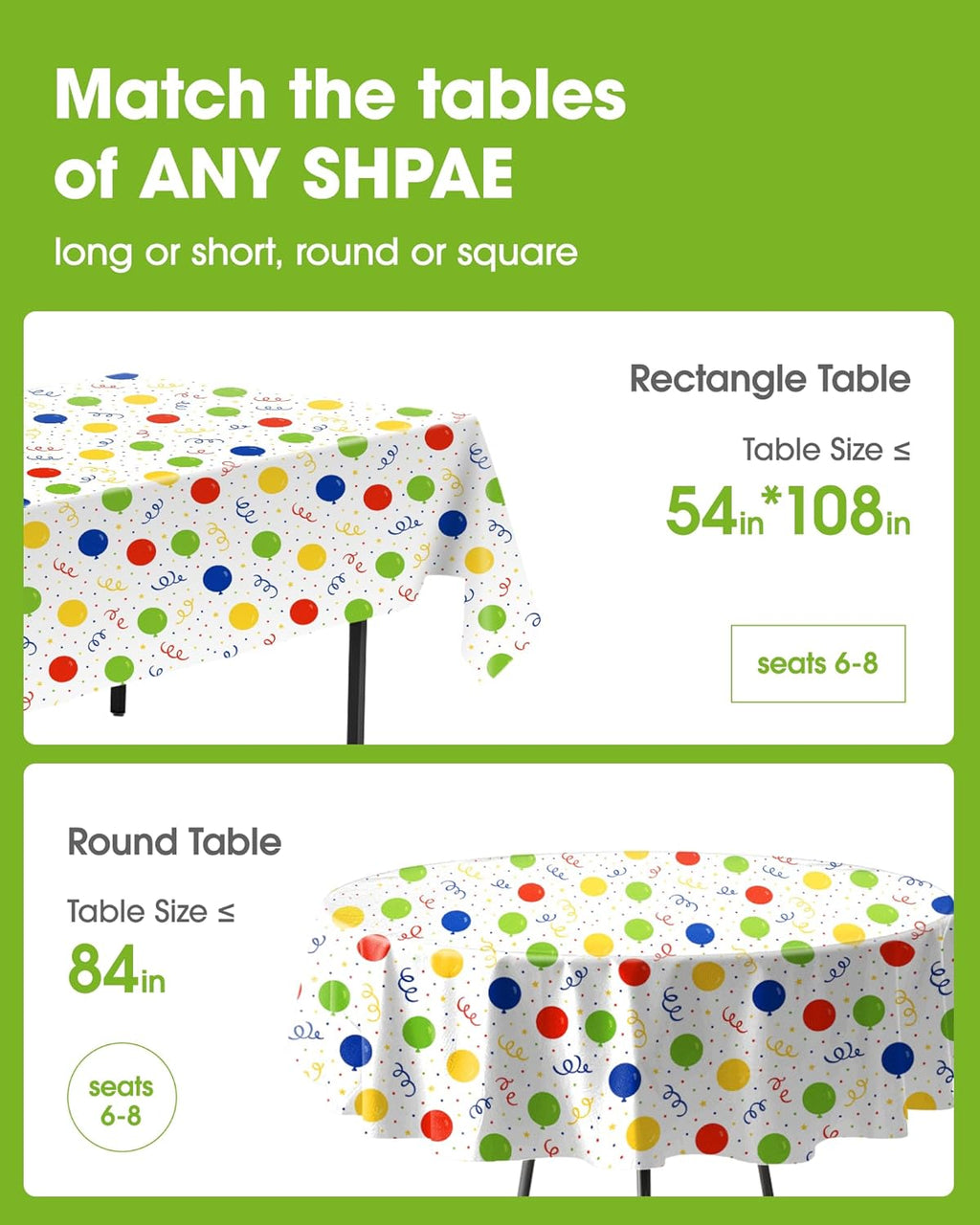 Pureegg Disposable Plastic Tablecloths - 10 Pack, 54 x 108 Inch, Sturdy & Leakproof for Parties | Rainbow Design