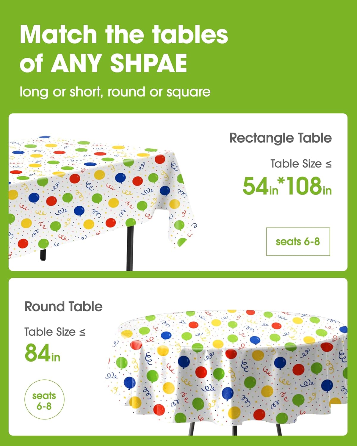 Pureegg Disposable Plastic Tablecloths - 10 Pack, 54 x 108 Inch, Sturdy & Leakproof for Parties | Rainbow Design