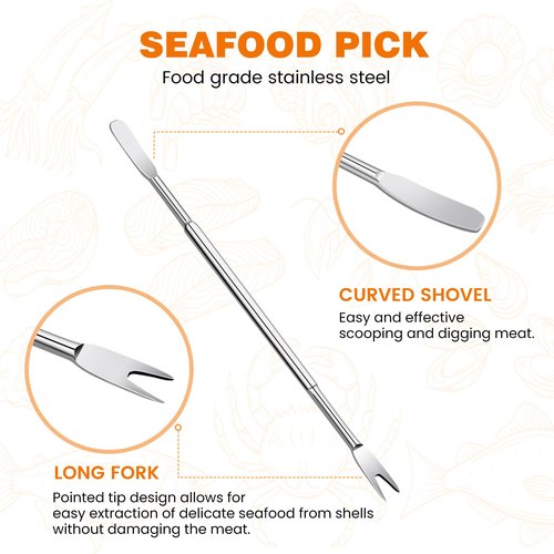 LA NOVO Crab Crackers and Tools, Set of 4 Stainless Steel Lobster Picks, Crab Leg Cracker, Seafood Tool Kit with Gift Box