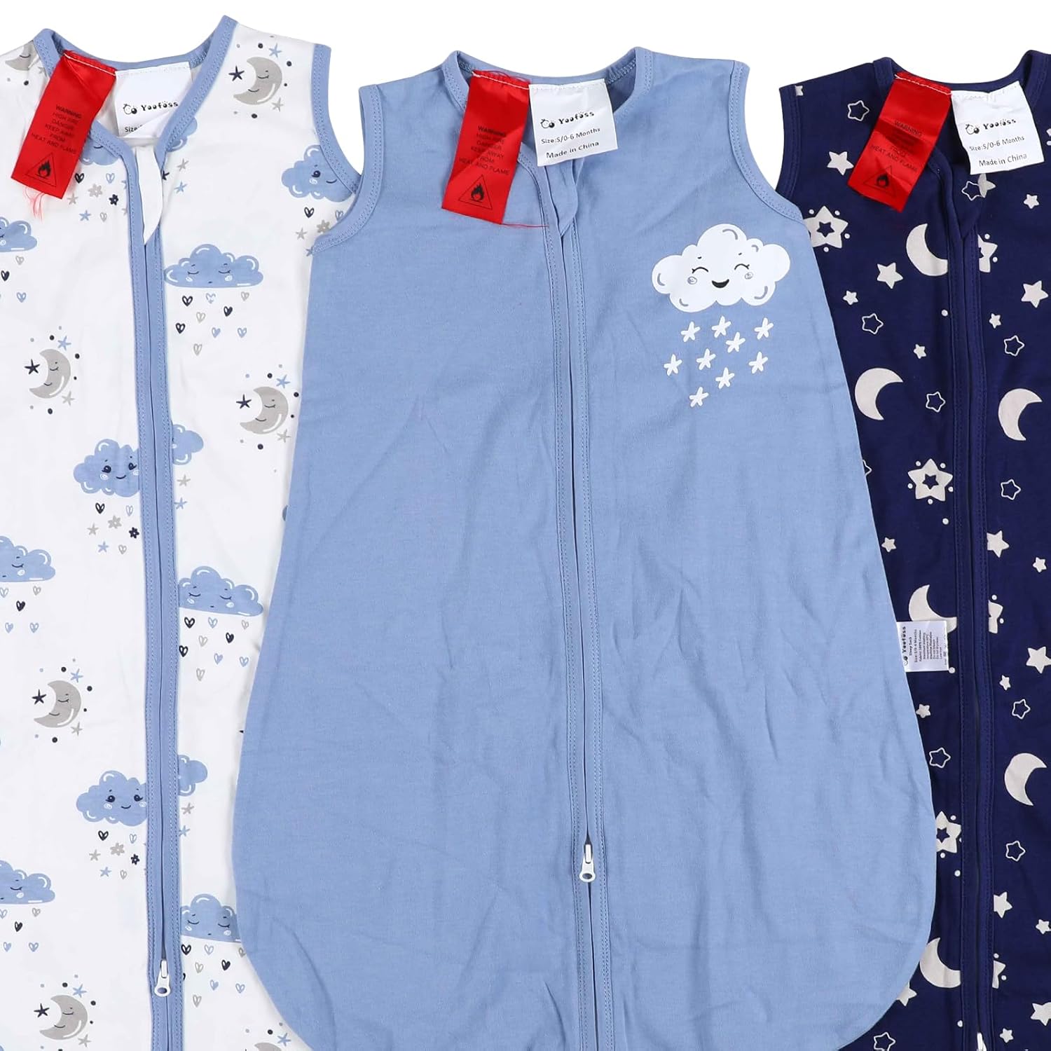 Yoofoss Baby Sleep Sack - 100% Organic Cotton Wearable Blanket for 0-6 Months | 2-Way Zipper, Lightweight TOG 0.5