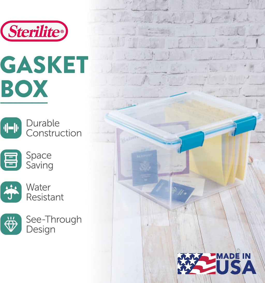 Sterilite 4-Pack Gasket Box | Weather-Resistant 32 Quart Storage Bins with Latching Lids - Heavy-Duty Organizers for Home and Office