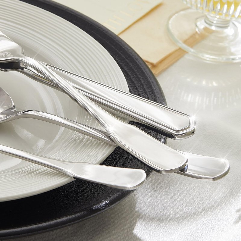 HIKAA Premium Silverware Set, Stainless Steel Flatware Set with Wide-Based Handles for Comfort & Durability, Forks & Spoons Cutlery Silverware Set (60PCS)
