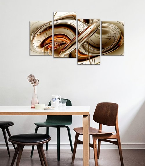 Large Burnt Orange Abstract Canvas Wall Art Prints, Modern Mid-Century Framed Line Art Pictures for Living Room Bedroom Decor, Home Decoration