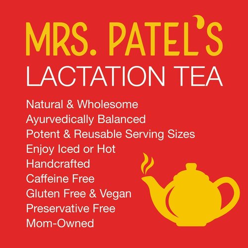 Mrs.Patel's Lactation Tea, Chai Spice Blend, Rich and Sweet, For Breastfeeding and Pumping Moms, Drink Iced or Hot, Loose Leaf, Caffeine-Free, Gluten-Free, Dairy-Free, Fenugreek-Free (1 Pouch)