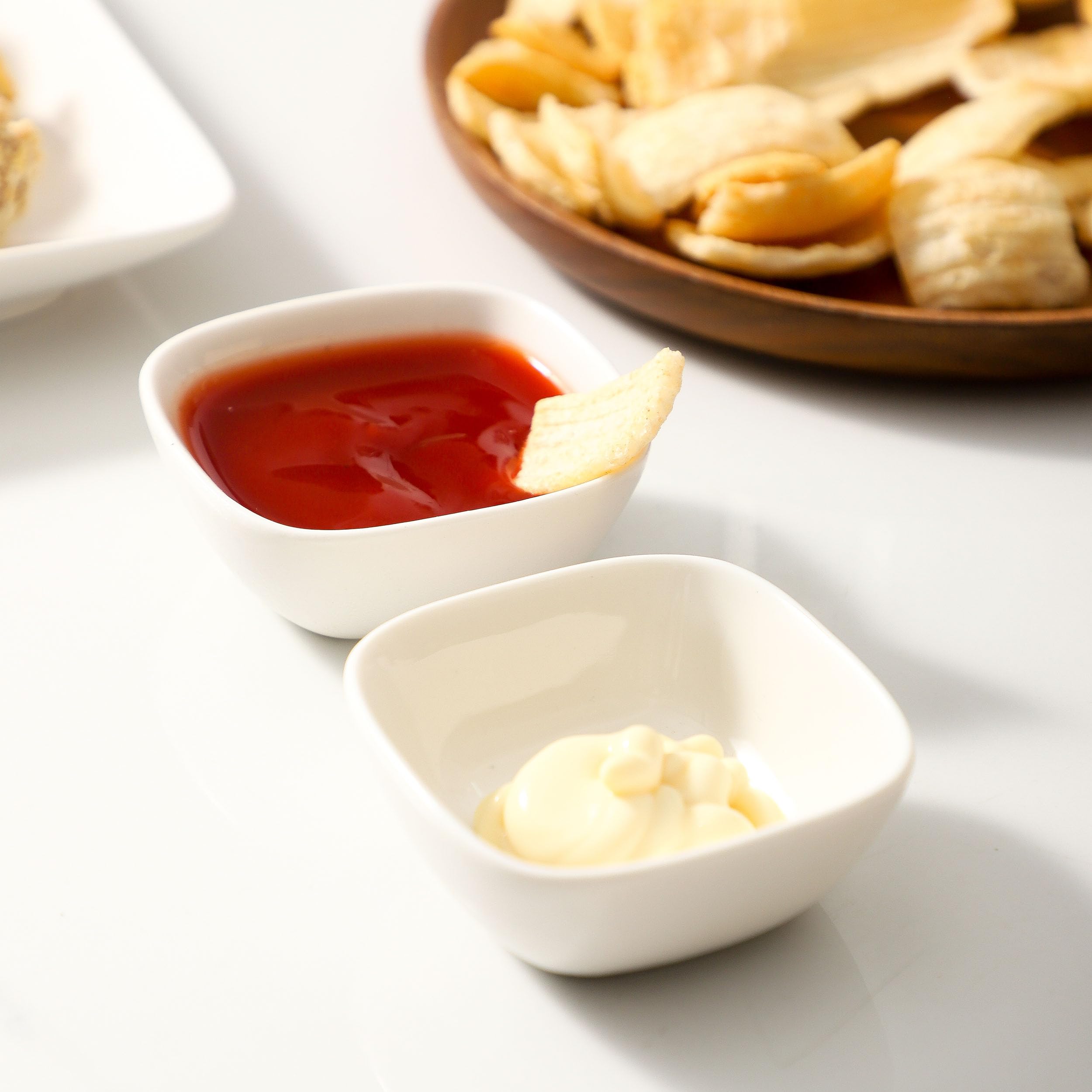 UIBFCWN 2oz Ceramic Dip Bowls Set, 20 PCS Soy Sauce Dish, Dipping Sauce Bowls/Dishes, Mini Square Serving Bowl for Side Dish, BBQ, Ketchup, Charcuterie Condiment