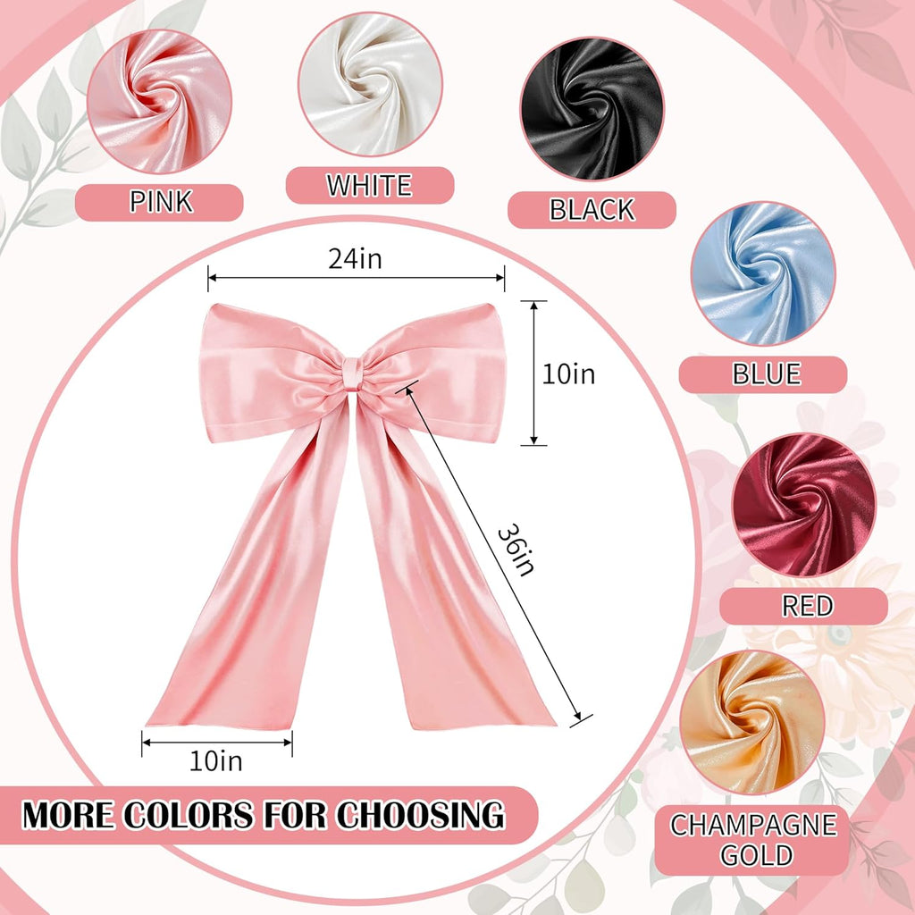 Skiennix Pink Large Bow Decor - Coquette Giant Ribbon Tie for Birthday Party & Home Decor | 24 x 36 Inches