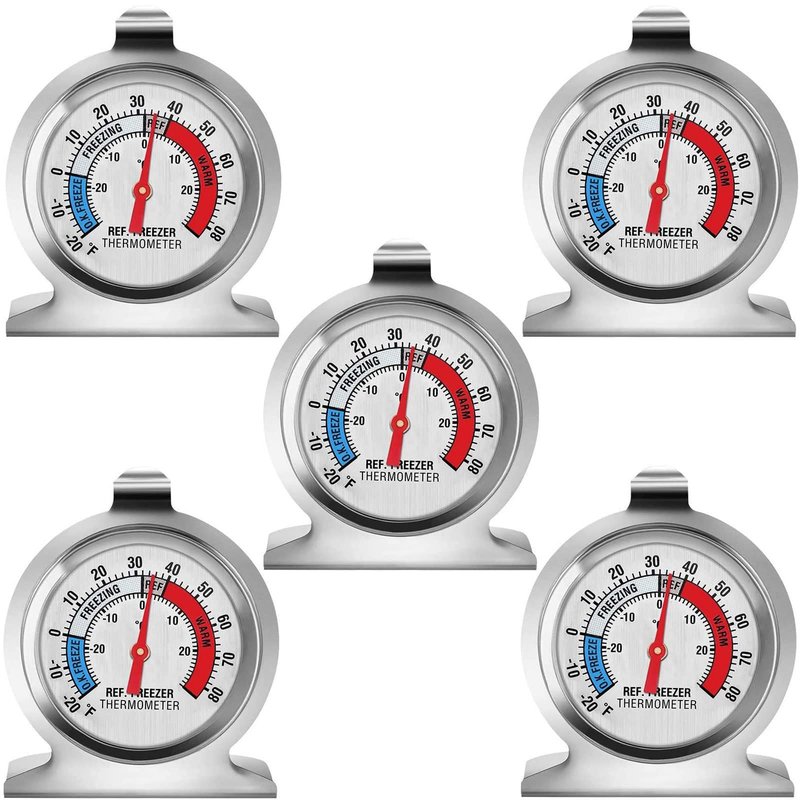 MIANLU 5 Pack Fridge Thermometer - Classic Series with Large Dial and Internal Temperature Gauge - Monitor and Maintain Perfect Temperature in Kitchen Refrigerator