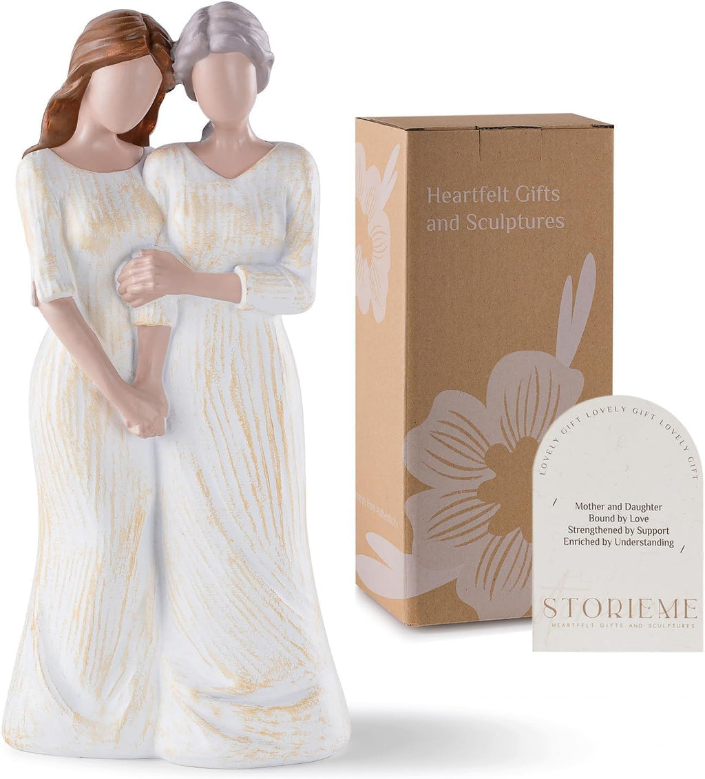 Storieme Hand-Painted Mother Daughter Figurine | 7.7" Sentimental Birthday Gift & Home Decor