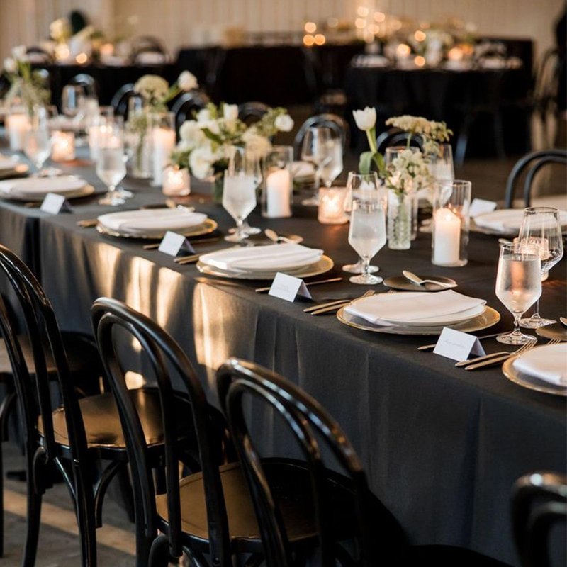 10Pack Black Table Cloths for 8 Foot Rectangle Tables 60 x 126 Inch, 8FT Black Tablecloth Rectangle Bulk Linen Polyester Fabric Washable Cloth Cover for Wedding Reception Banquet Birthday Party