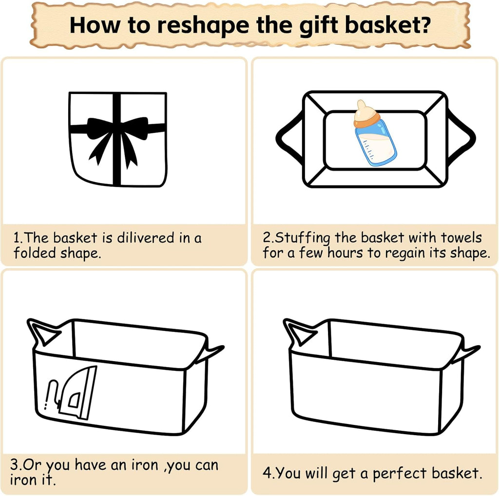 OIAHOMY Woven Storage Basket - 19L Gift Basket with Handles, Ideal for Baby Showers & Nursery - White