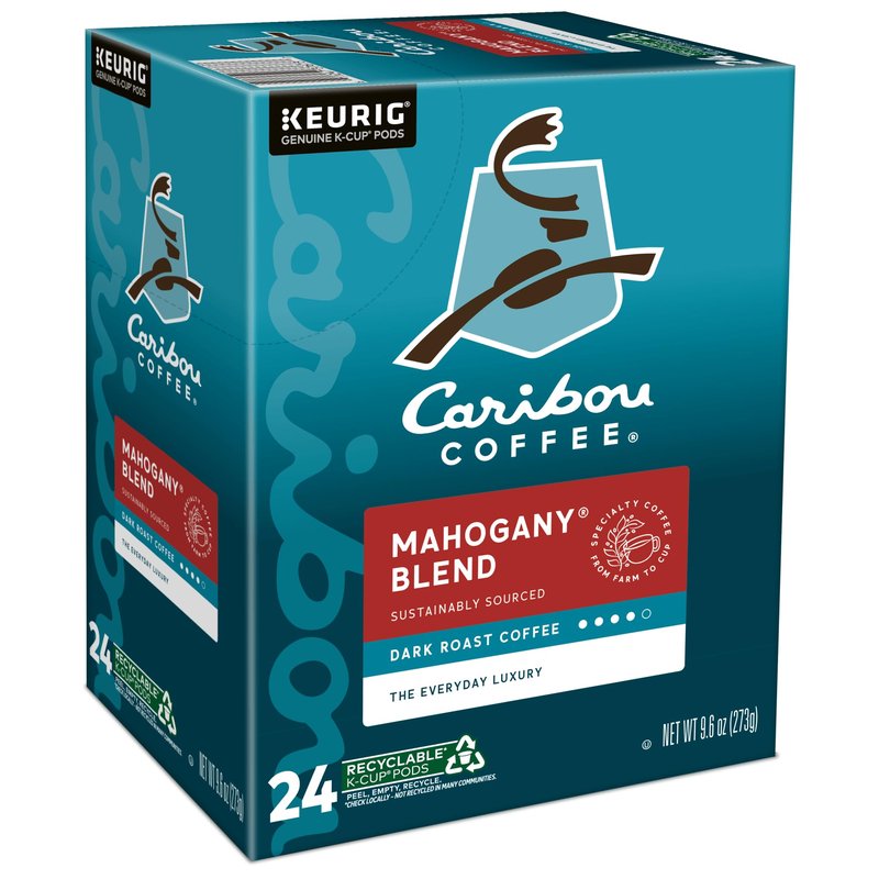 Caribou Coffee Mahogany, Single-Serve Keurig K-Cup Pods, Dark Roast Coffee, 24 Count