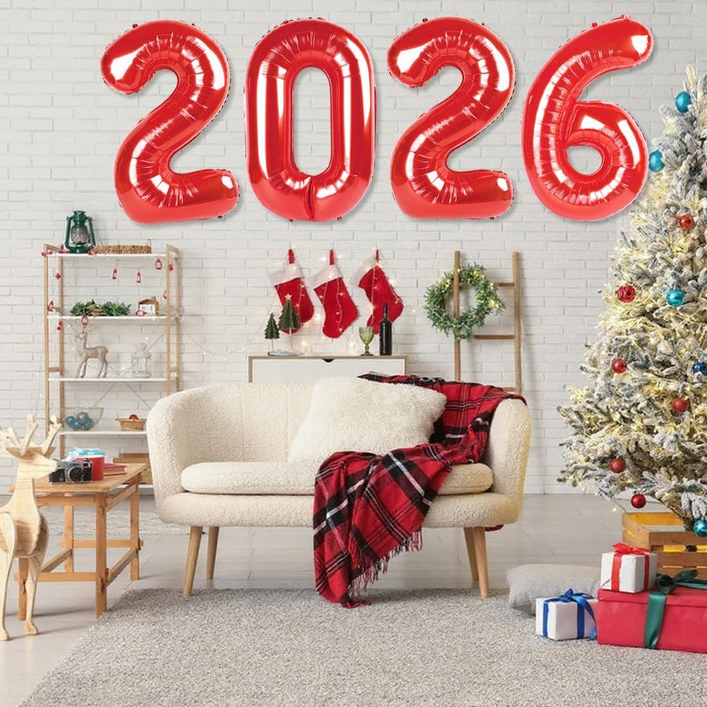 New Year’s Eve Decorations - 40 Inch Red Number Balloons for 2026 Celebrations | Perfect for Parties & Graduations