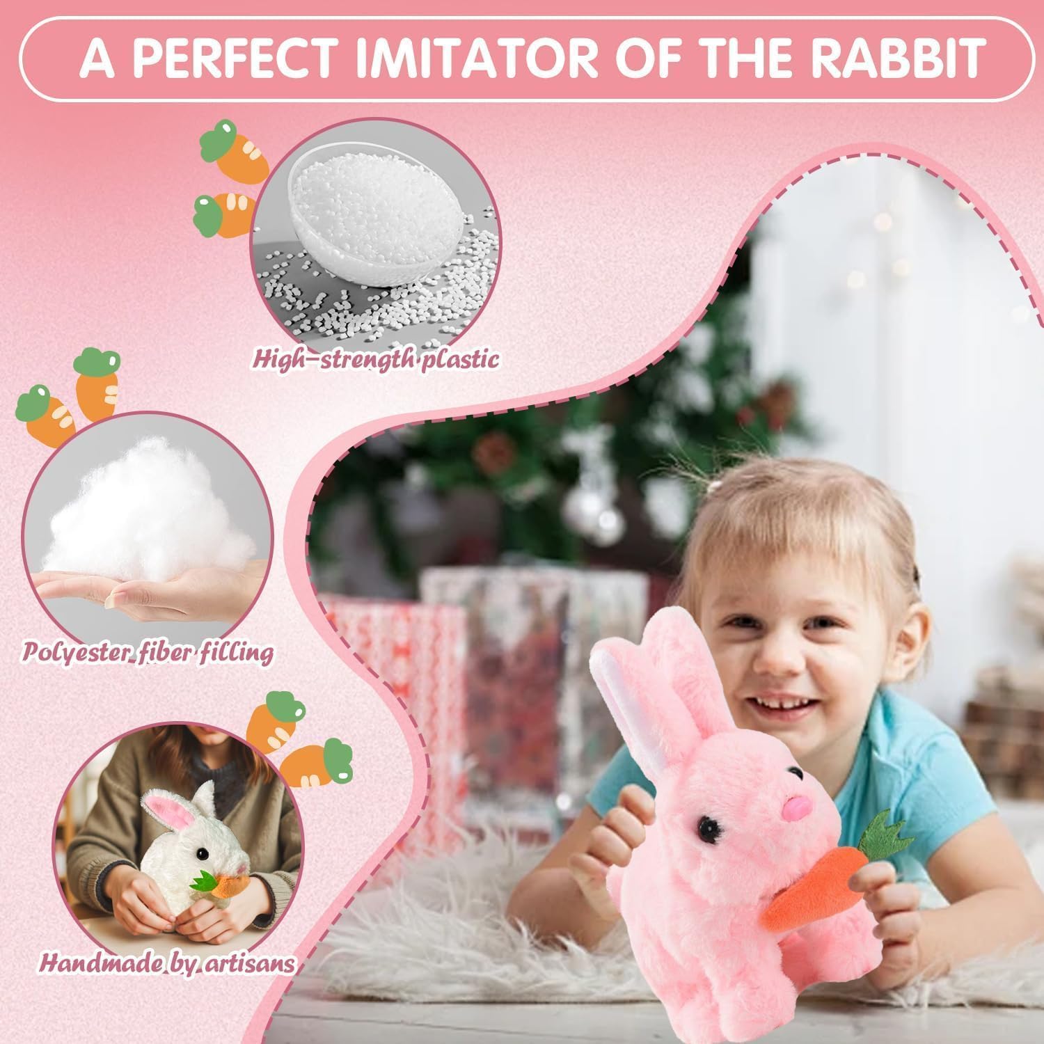 Skiennix Interactive Easter Bunny Toy - Plush Rabbit with Sounds & Movements | White