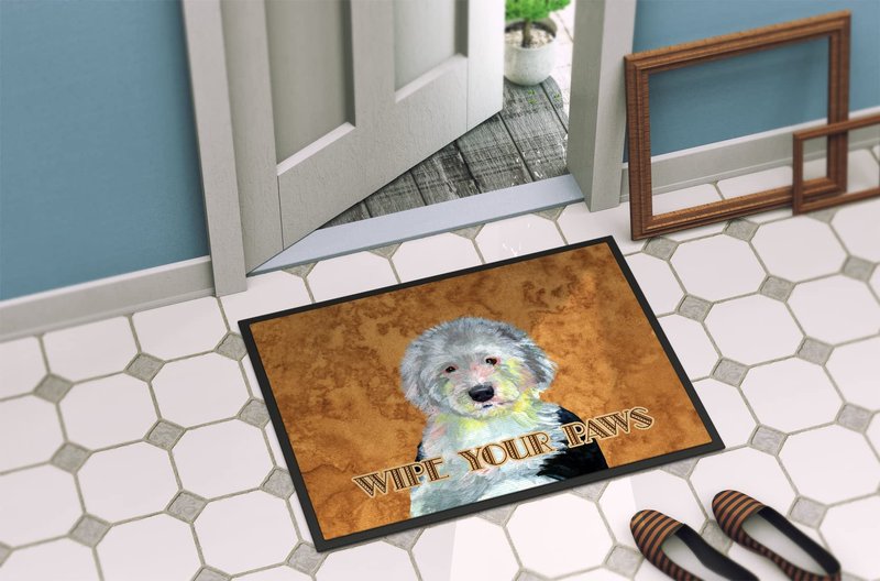 Caroline's Treasures LH9457JMAT Old English Sheepdog Wipe Your Paws Doormat 24x36 Front Door Mat Indoor Outdoor Rugs for Entryway, Non Slip Washable Low Pile, 24H X 36W